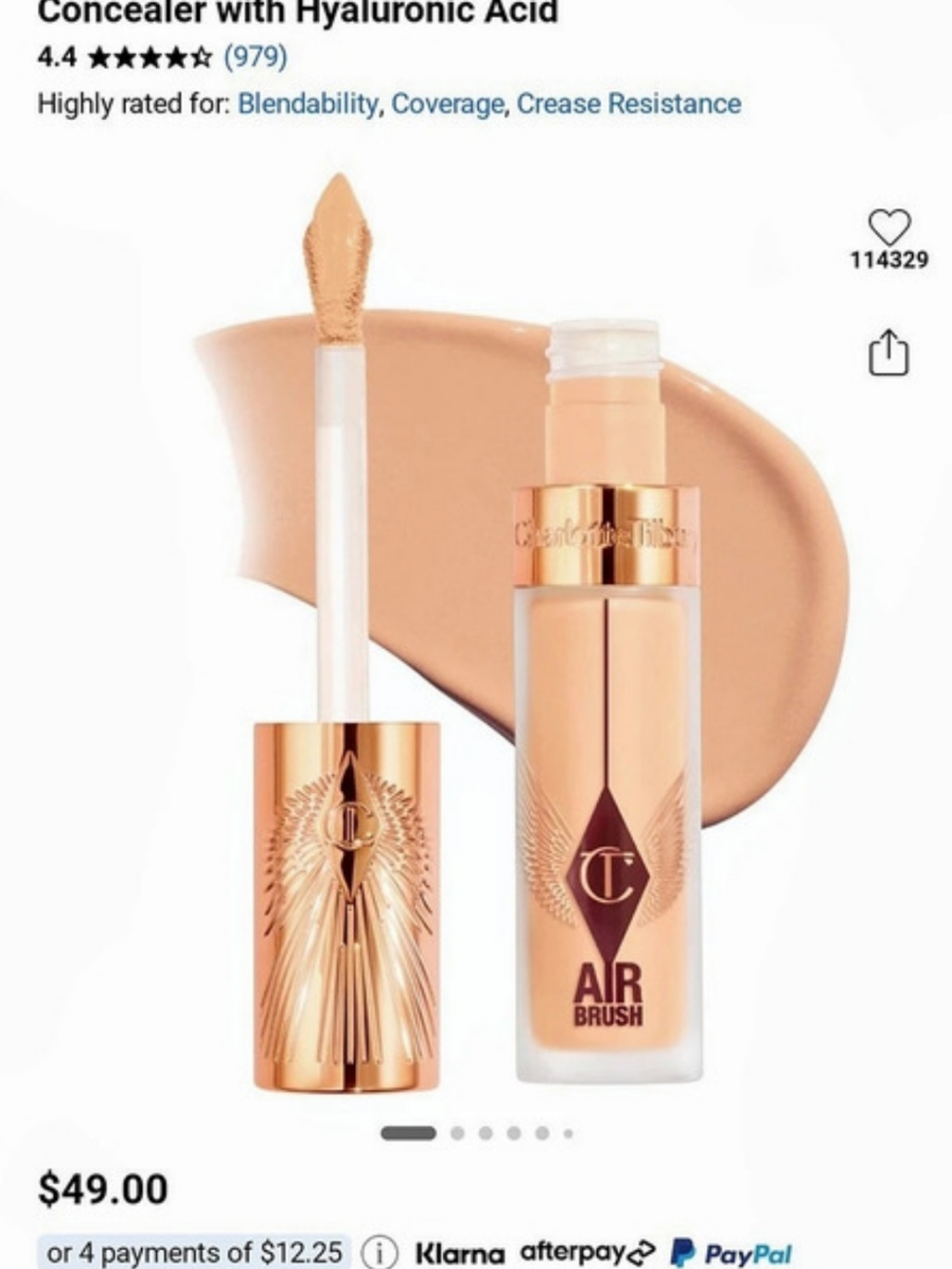 Charlotte Tilbury Airbrush Flawless Blur Concealer 5.5 Medium Concealer NWT